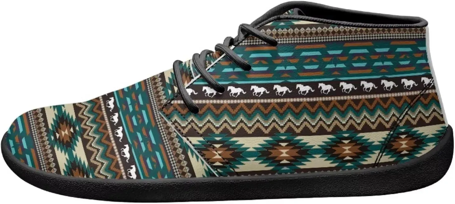 Howilath Aztec Tribal Print Barefoot Shoes Men Leather Low Zero Drop Sneaker Cross Training Shoes for Hiking Diving