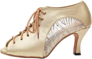HROYL Women Latin Practice Dance Shoes Salsa Performance Wedding Party Dance Shoes,Model YCL264