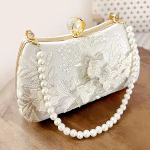 HUFFA Women Flowers Evening Bags Dinner Wedding Dinner Wallets Pearl Hasp Clutch Wallets Mini Party Shoulder Bags