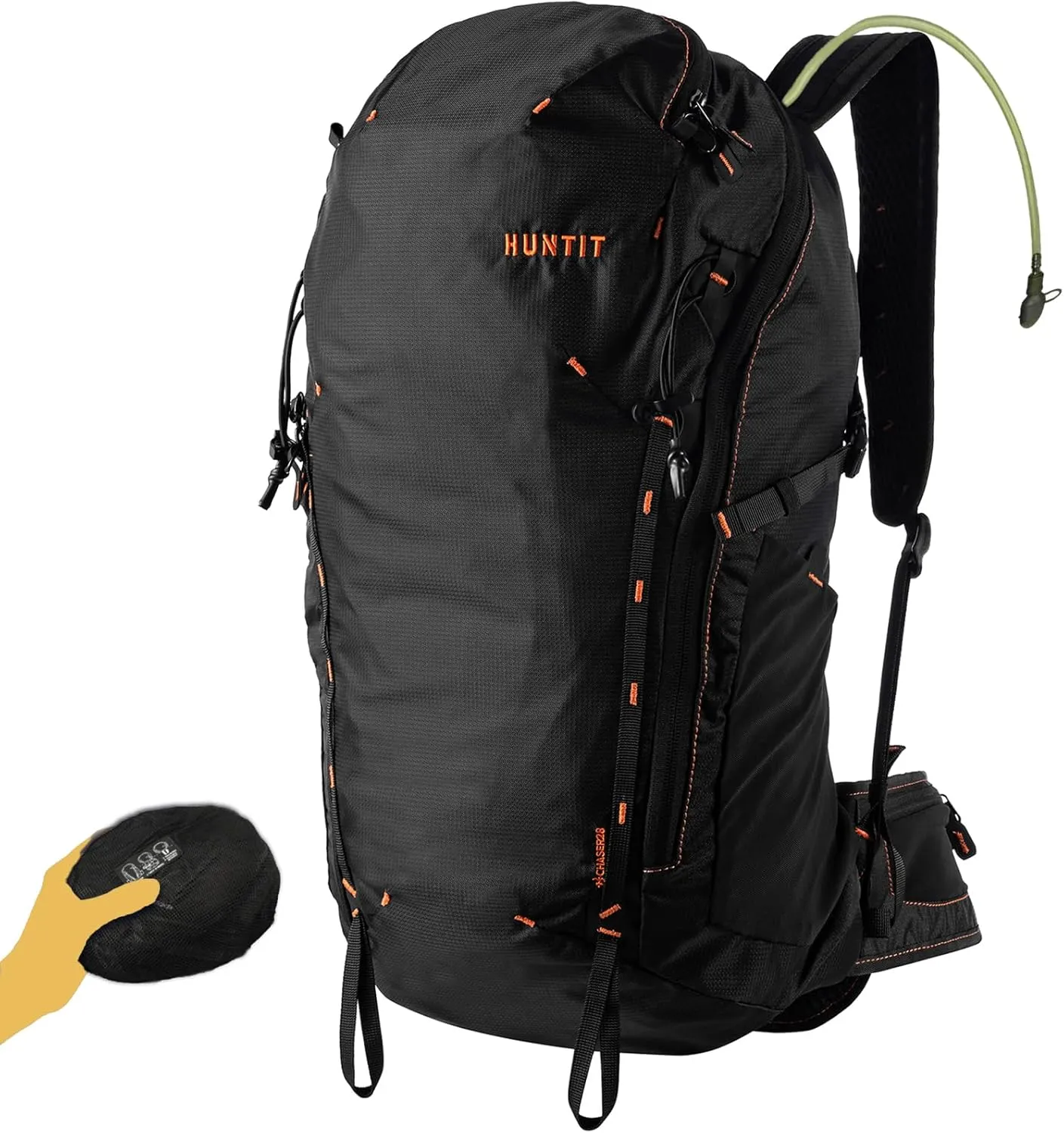 HUNTIT 35L Hiking Backpack, Lightweight Packable Hiking Daypack, Camping, Travel Backpack for Men Women, black