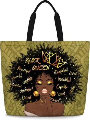 IAGM Women Tote Bags African American Woman Shoulder Bag Afro Black Girl Magic Satchel Handbags For Shopping,Work,Grocery,Gym