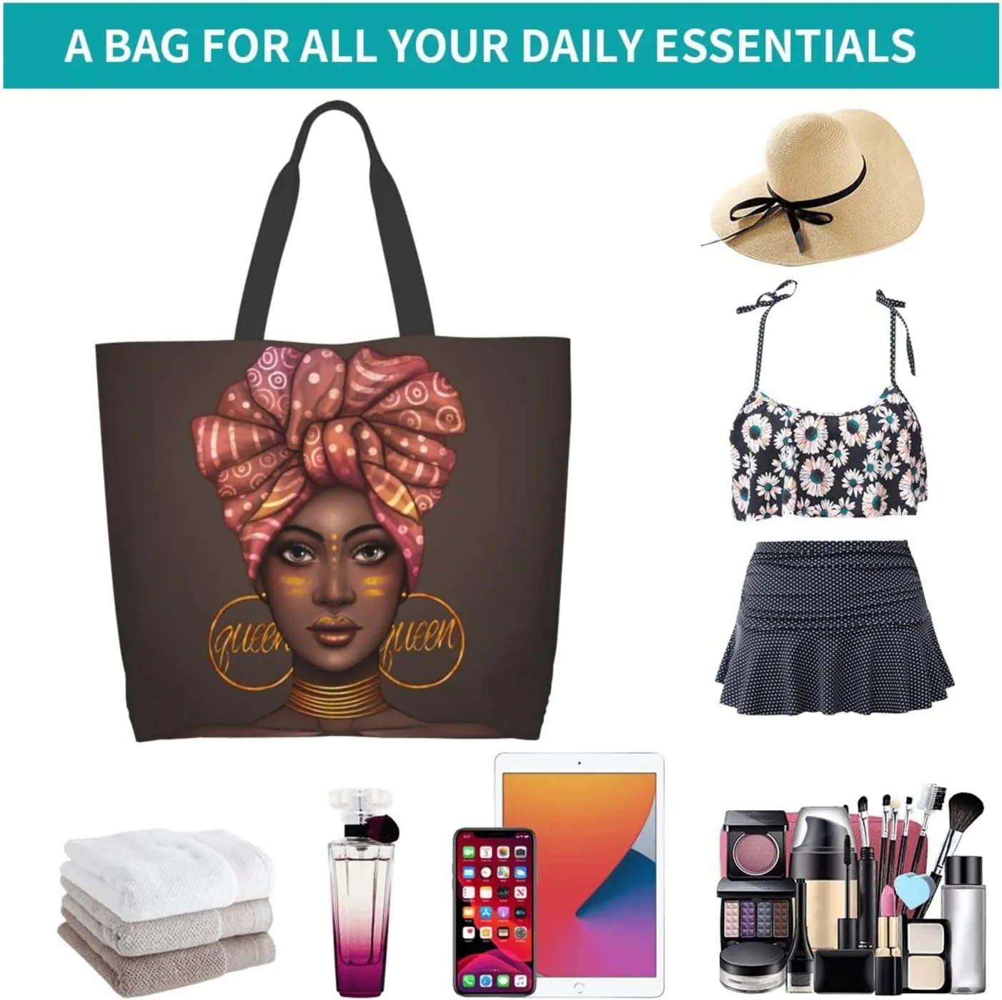 IAGM Women Tote Bags African American Woman Shoulder Bag Afro Black Girl Magic Satchel Handbags For Shopping,Work,Grocery,Gym