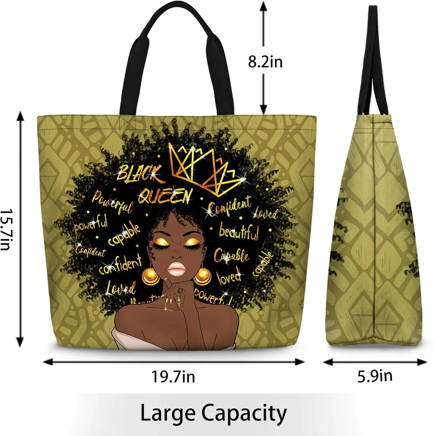 IAGM Women Tote Bags African American Woman Shoulder Bag Afro Black Girl Magic Satchel Handbags For Shopping,Work,Grocery,Gym