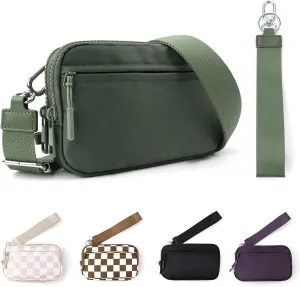 IBEE Dual Wristlet Wallets for Women RFID Blocking Crossbody Wallets Purse with ID Window Large Wristlet Purse Nylon