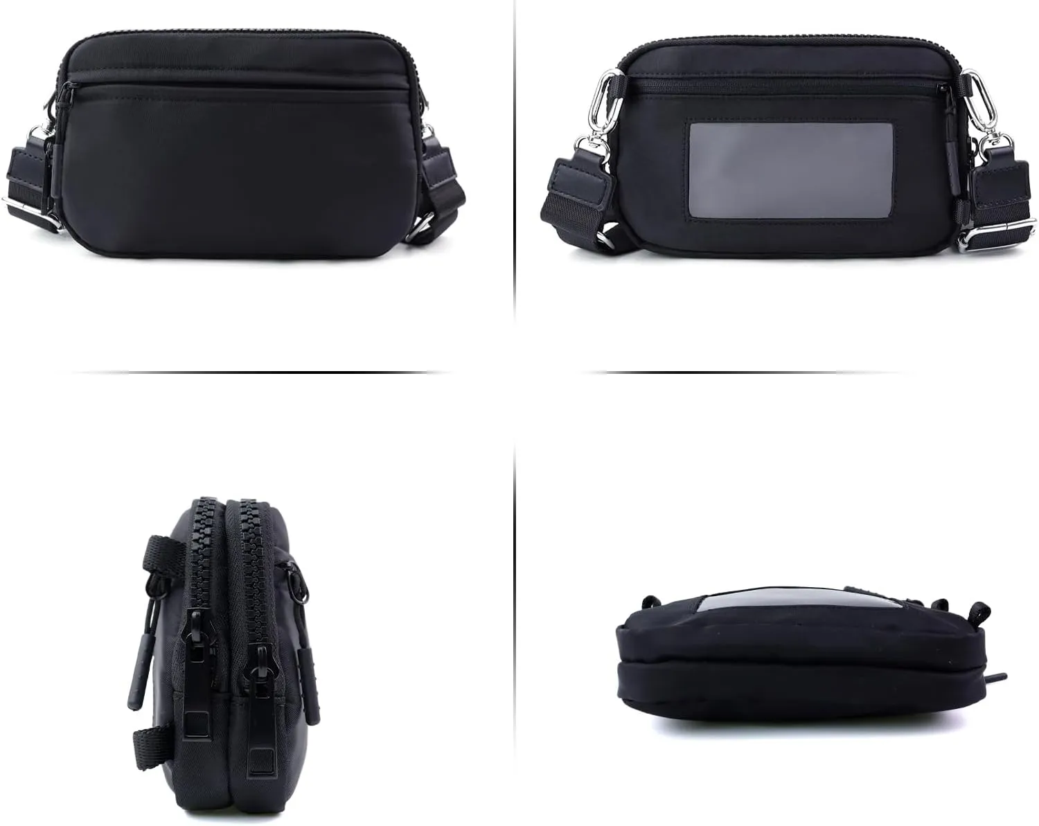 IBEE Dual Wristlet Wallets for Women RFID Blocking Crossbody Wallets Purse with ID Window Large Wristlet Purse Nylon