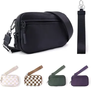 IBEE Dual Wristlet Wallets for Women RFID Blocking Crossbody Wallets Purse with ID Window Large Wristlet Purse Nylon