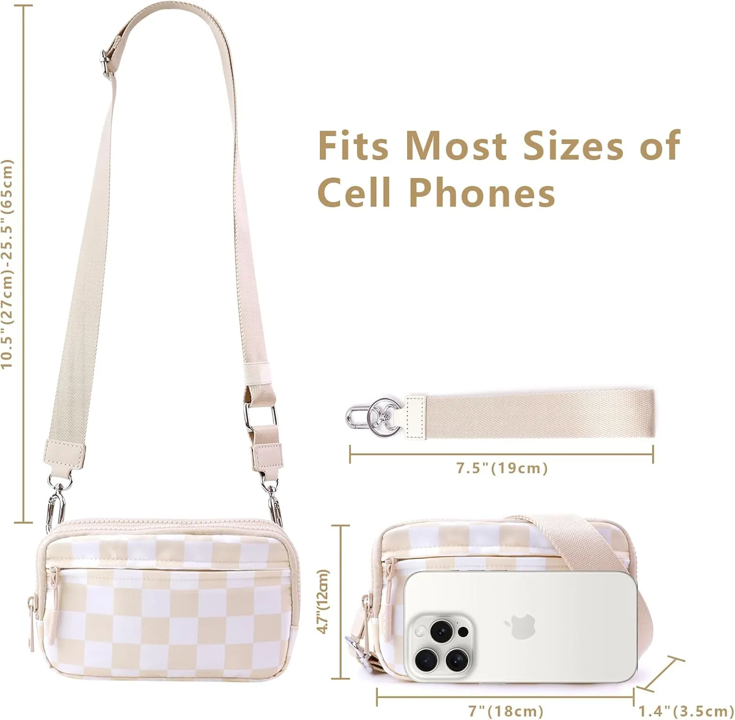 IBEE Dual Wristlet Wallets for Women RFID Blocking Crossbody Wallets Purse with ID Window Large Wristlet Purse Nylon