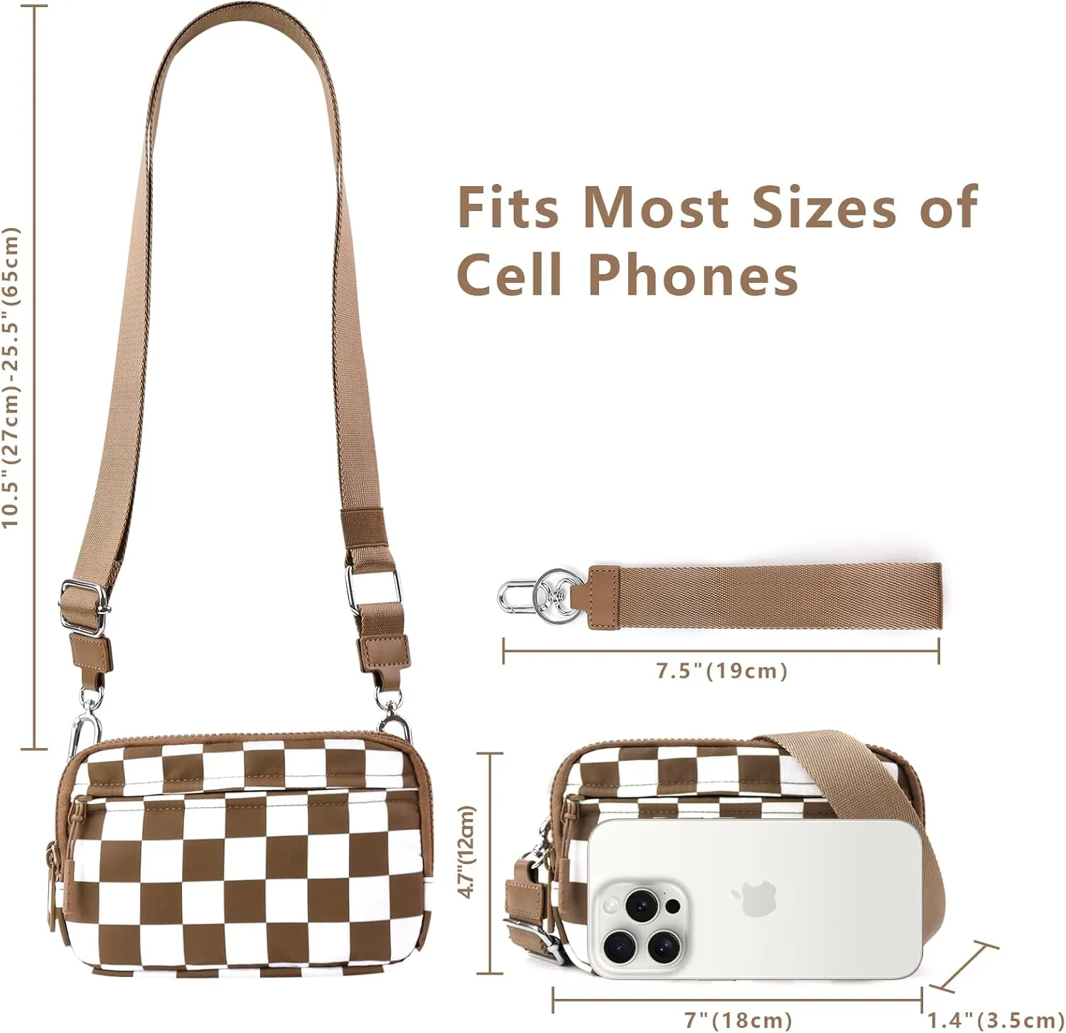IBEE Dual Wristlet Wallets for Women RFID Blocking Crossbody Wallets Purse with ID Window Large Wristlet Purse Nylon
