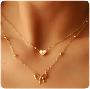 Initial Necklaces for Women, 18k Gold Plated Bow Necklace Dainty Letter Necklace Charm Personalized A-Z Pendant Choker Necklace Dainty Letter Name Choker Necklaces Gold Jewelry Necklace for Women Gifts