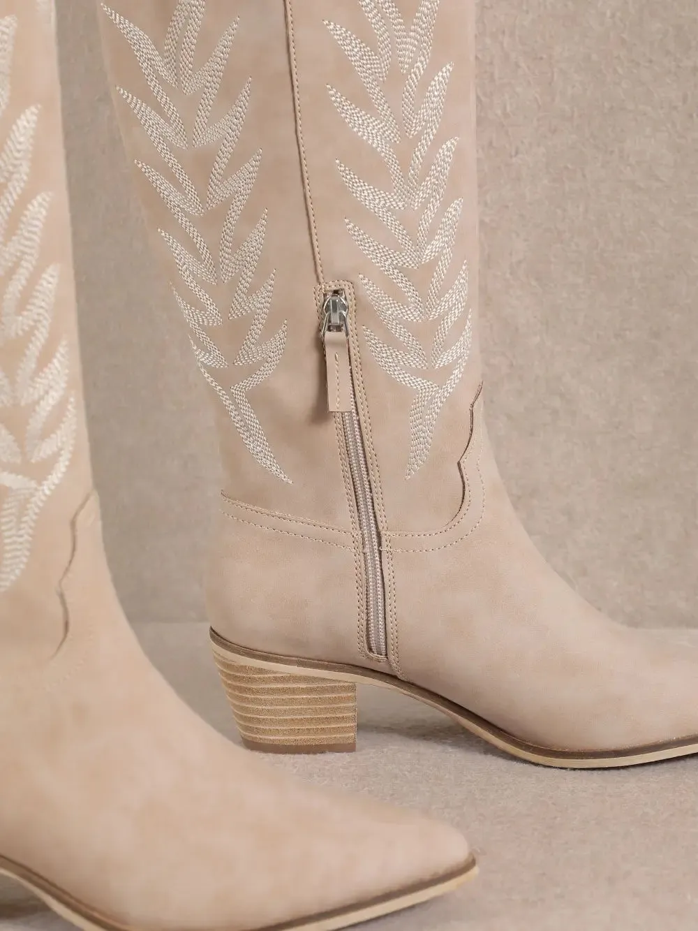 Inlay Embroidery Tall Western Boots