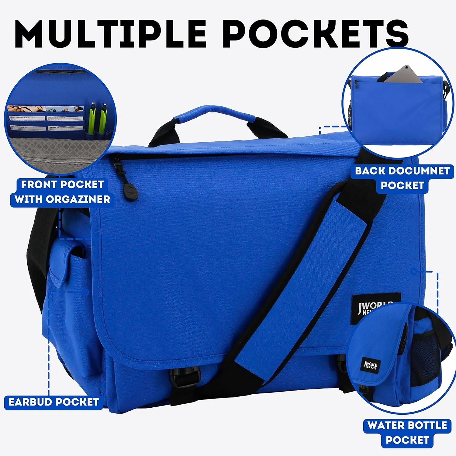J World New York Thomas Laptop Messenger Bag for Women & Men. Kids Computer Bookbag