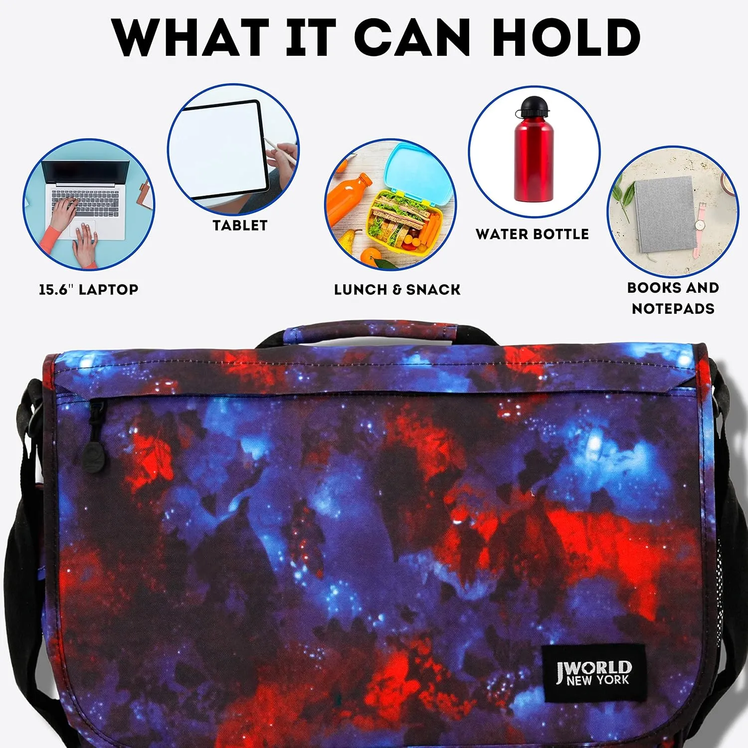 J World New York Thomas Laptop Messenger Bag for Women & Men. Kids Computer Bookbag