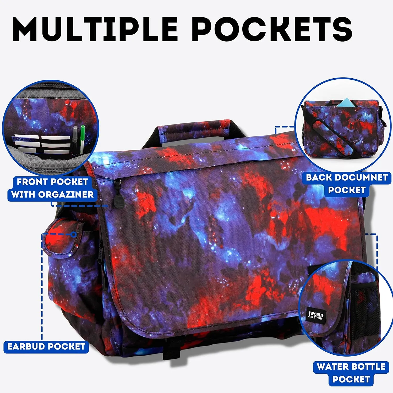 J World New York Thomas Laptop Messenger Bag for Women & Men. Kids Computer Bookbag