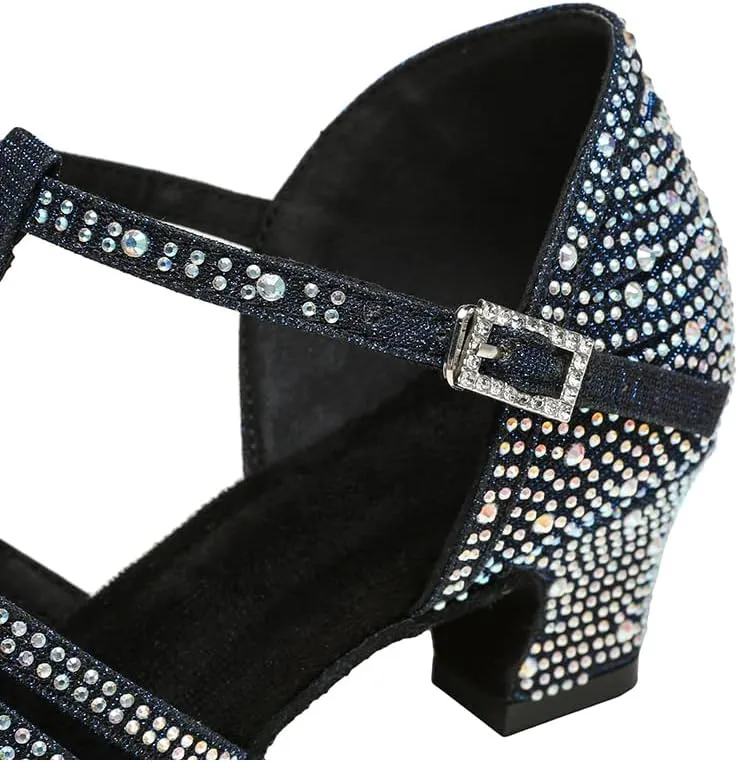 JUODVMP Women Latin Dance Shoes Rhinestone Dance Shoes Ballroom Performance Dance Shoes Model YCL558
