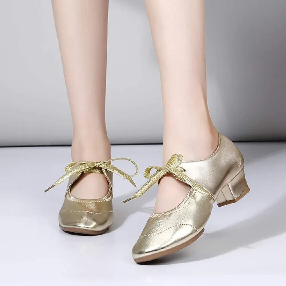 JUODVMP Women's Latin Dance Shoes Professional Practice Ballroom Square Dance Shoes for Women,Model YMJ215