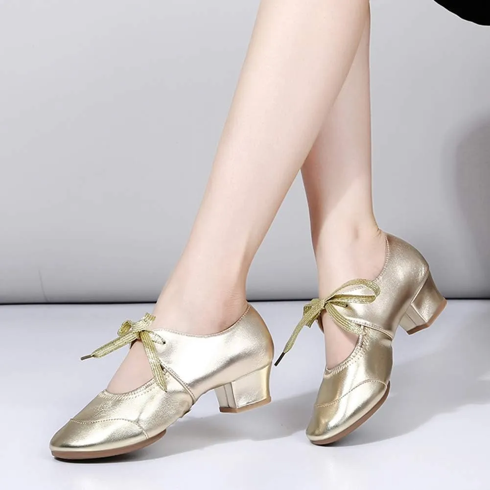 JUODVMP Women's Latin Dance Shoes Professional Practice Ballroom Square Dance Shoes for Women,Model YMJ215