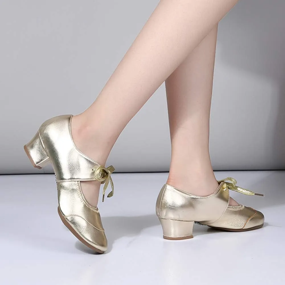 JUODVMP Women's Latin Dance Shoes Professional Practice Ballroom Square Dance Shoes for Women,Model YMJ215