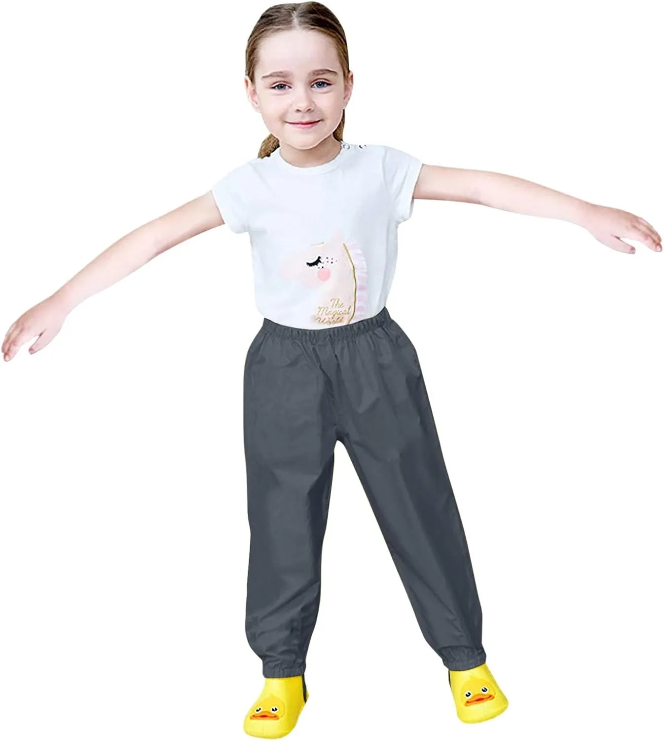 Kids Reflective Rain ib Pant Boys Girls Waterproof Trousers Mud Dirty Proof Lightweight Wear Rain Poncho Reusable