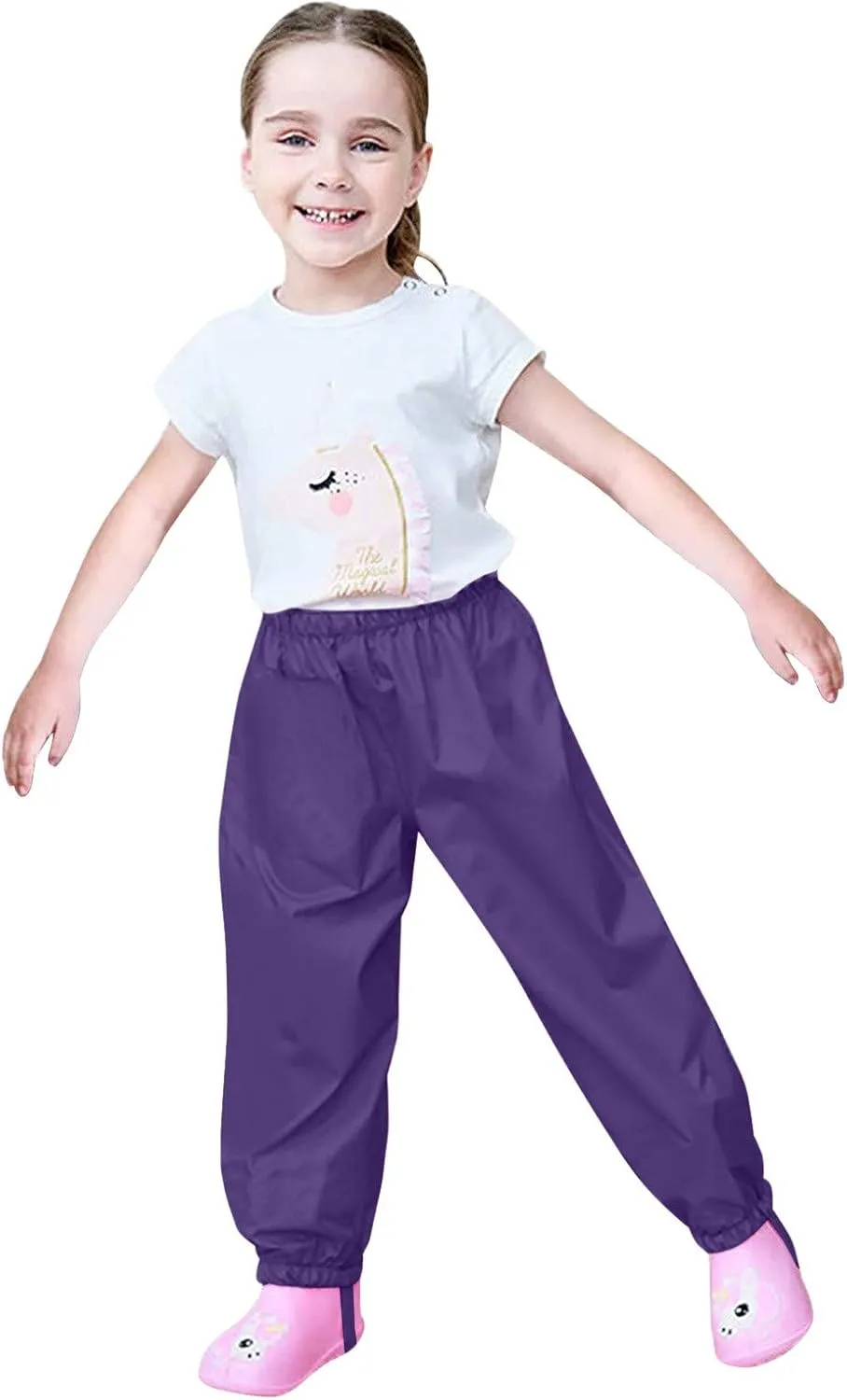Kids Reflective Rain ib Pant Boys Girls Waterproof Trousers Mud Dirty Proof Lightweight Wear Rain Poncho Reusable
