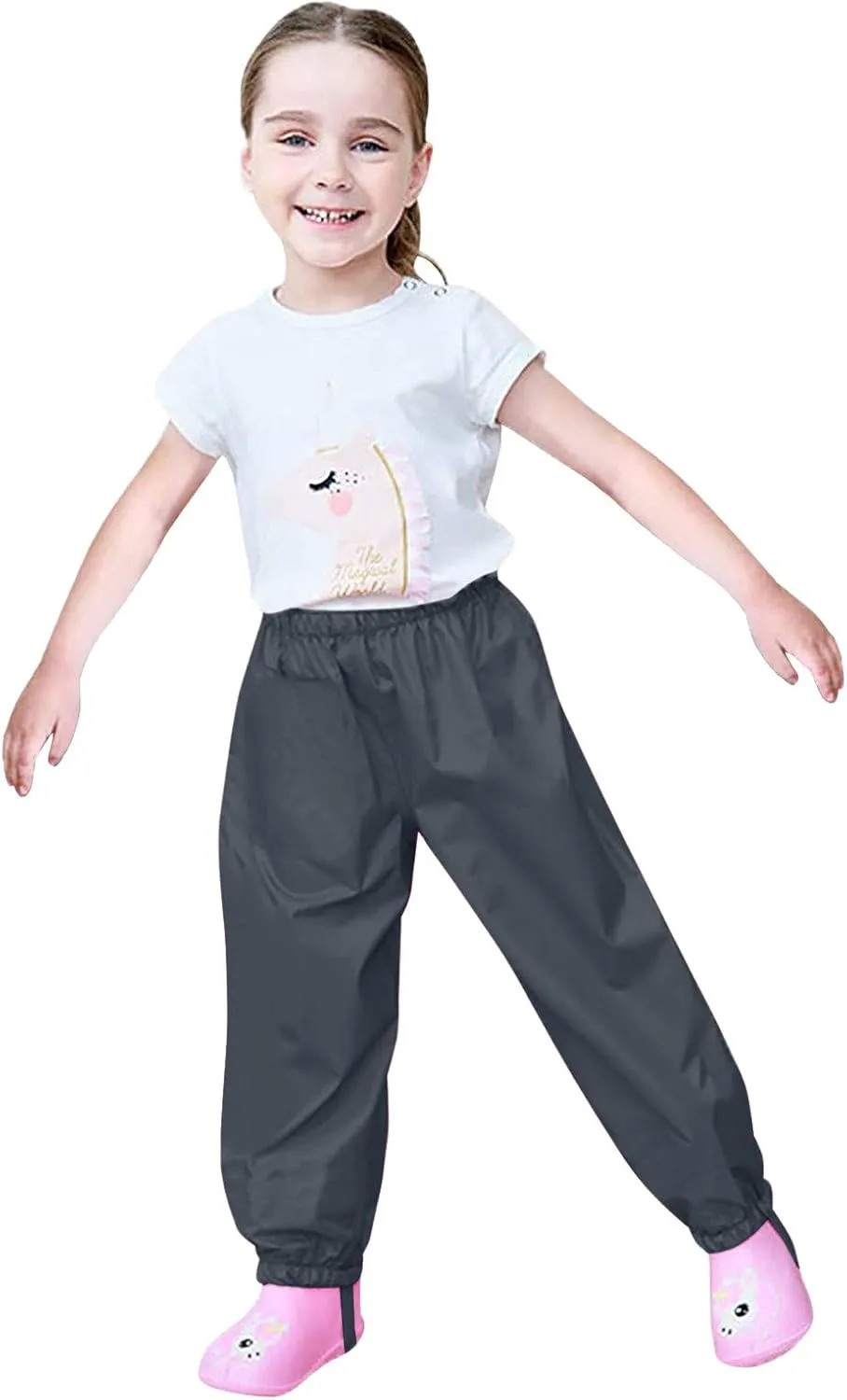 Kids Reflective Rain ib Pant Boys Girls Waterproof Trousers Mud Dirty Proof Lightweight Wear Rain Poncho Reusable