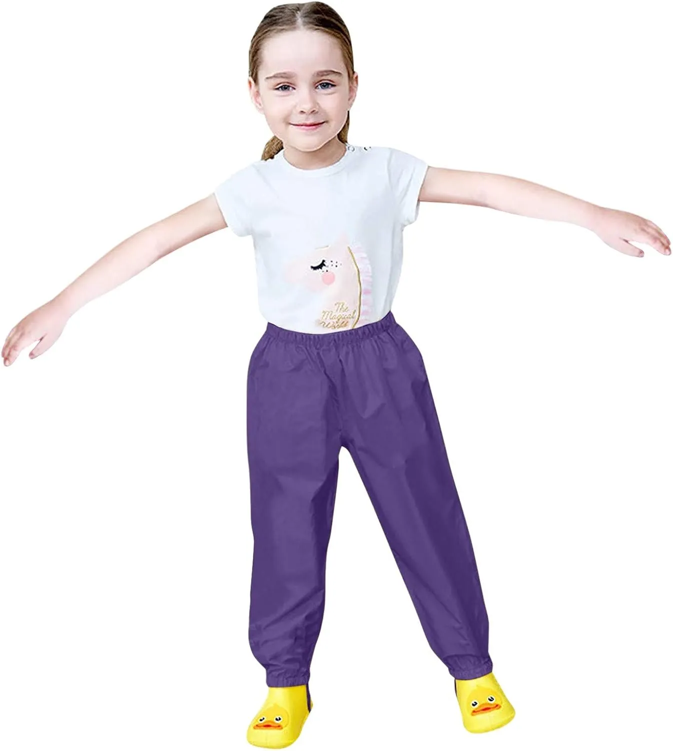 Kids Reflective Rain ib Pant Boys Girls Waterproof Trousers Mud Dirty Proof Lightweight Wear Rain Poncho Reusable