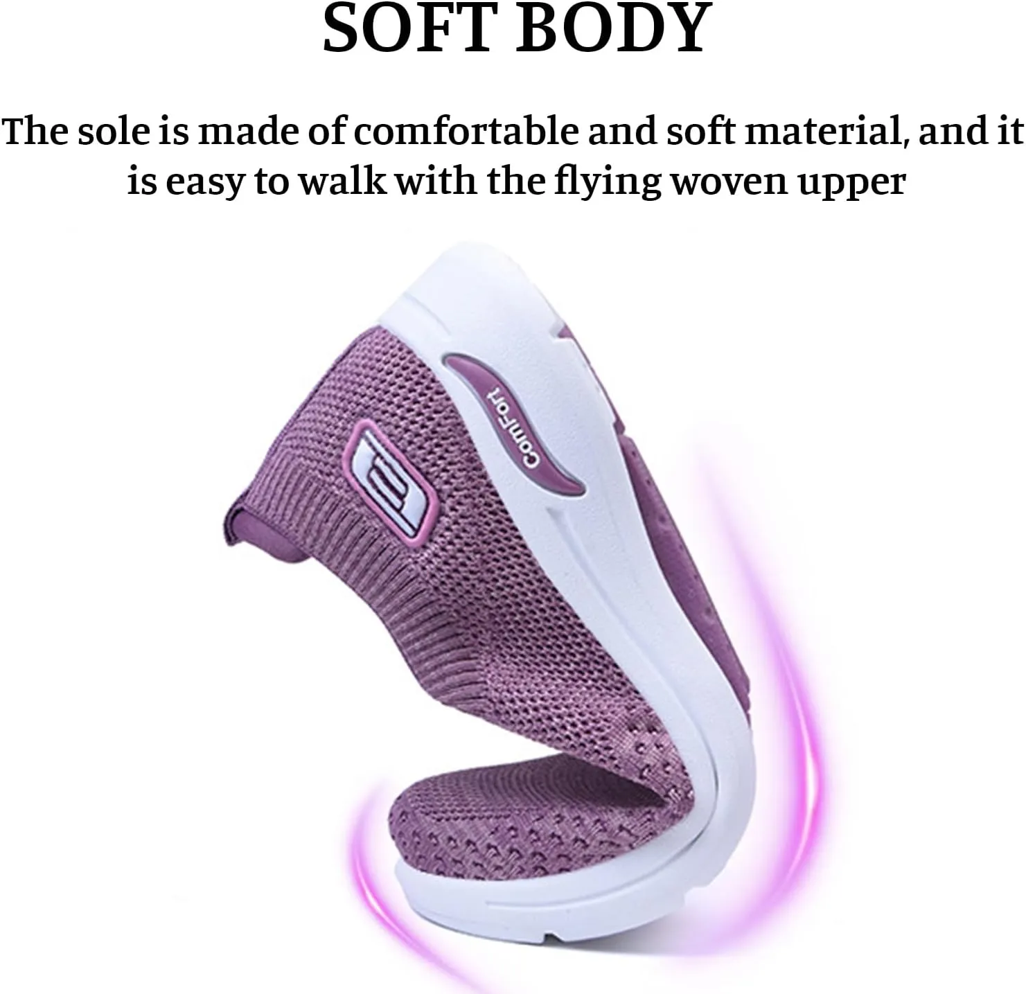 Knitted Sneakers for Women Comfortable Breathable Slip on Platform Orthopedic Sneakers Wide Width Soft Sole with Arch Support Lightweight Walking Workout Sport Work Tennis Shoes Casual Daily Wear