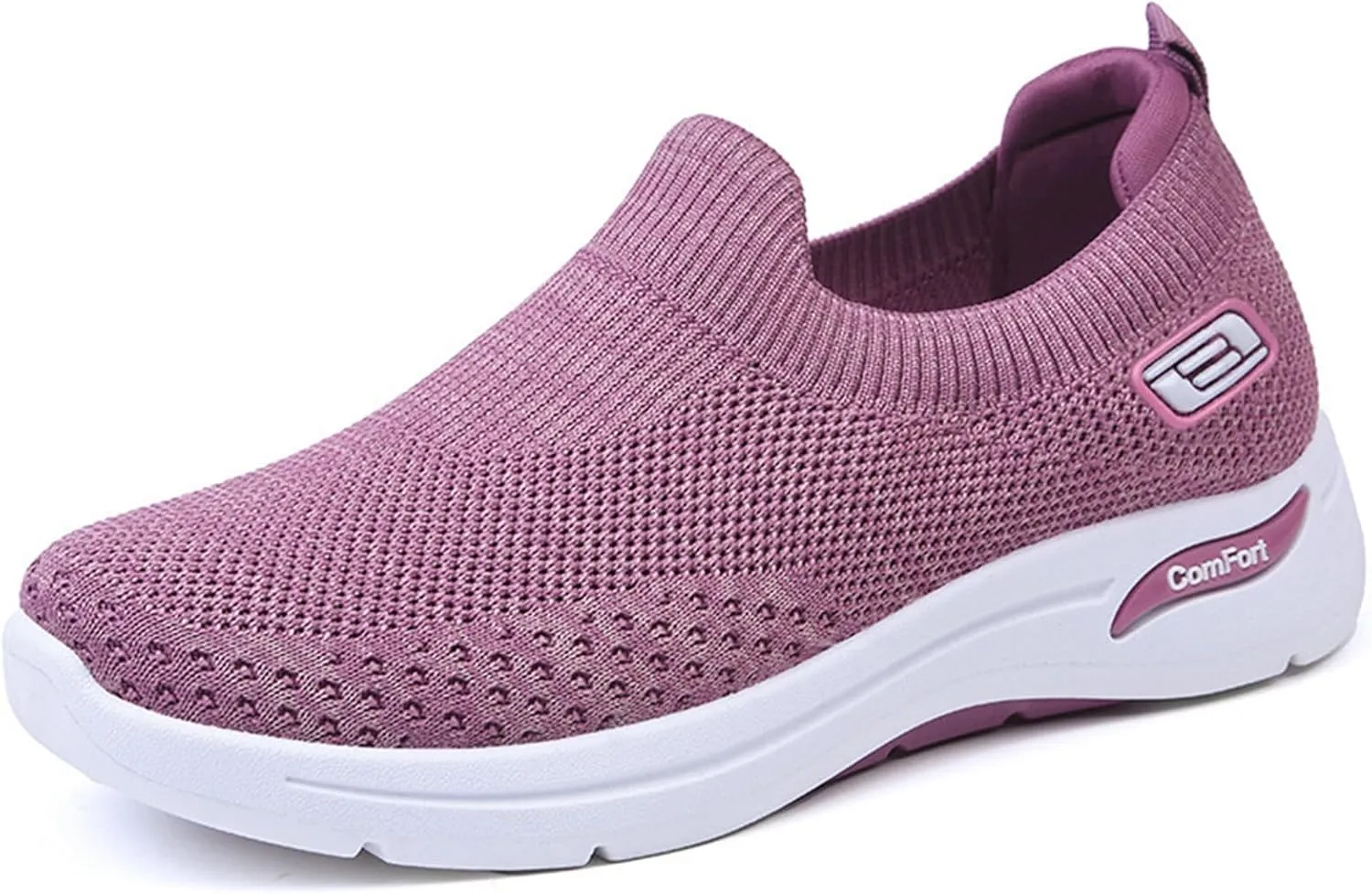 Knitted Sneakers for Women Comfortable Breathable Slip on Platform Orthopedic Sneakers Wide Width Soft Sole with Arch Support Lightweight Walking Workout Sport Work Tennis Shoes Casual Daily Wear