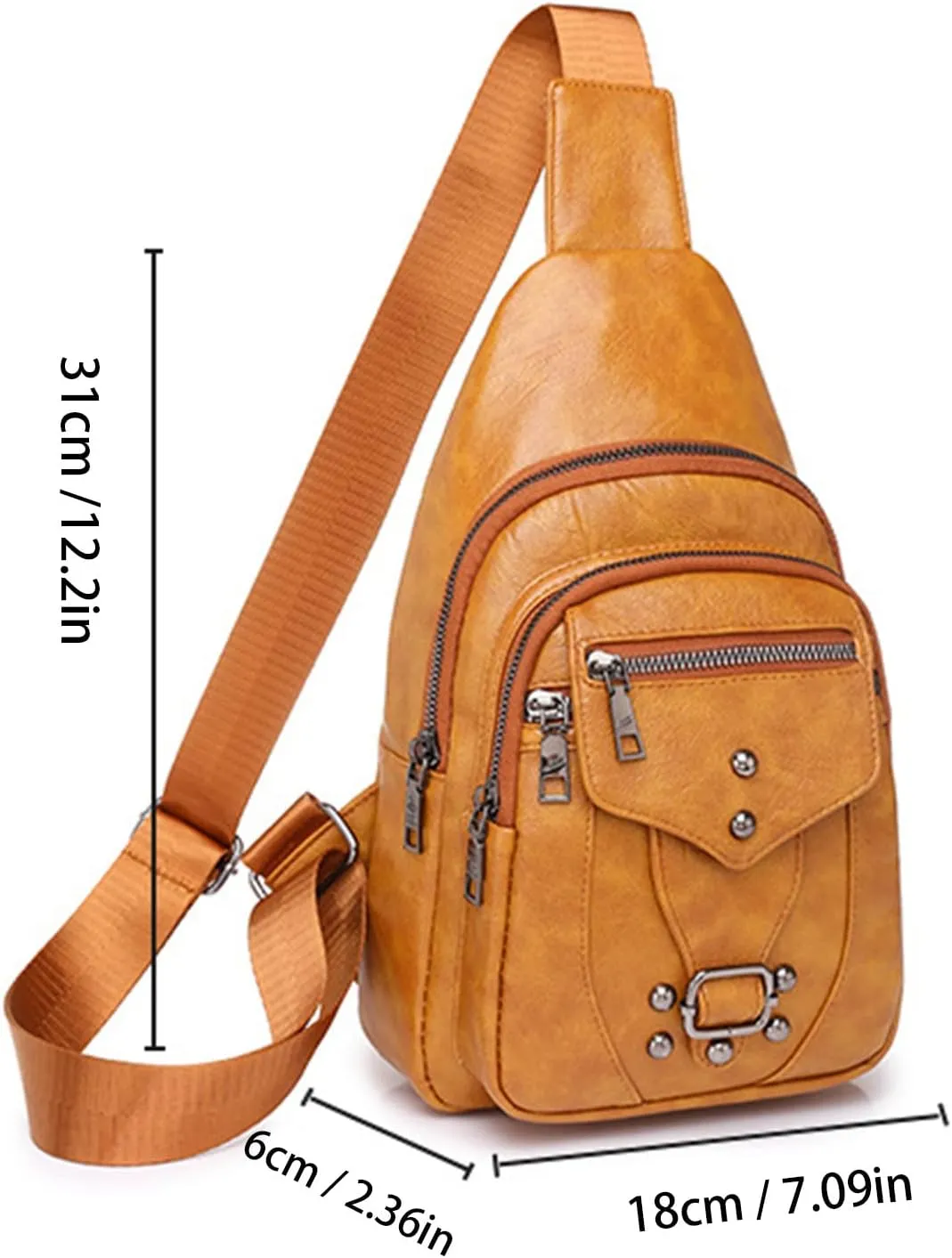 Ladies Chest Bags Soft Leather Feeling Crossbody Bags Large Capacity Simple Retro Shoulder Bag Mini (Black, One Size)