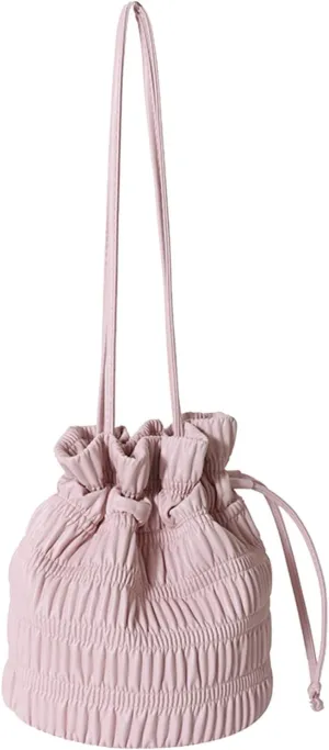 Ladies Crossbody Bag Shoulder Bag Large Capacity Personality Solid Colour Bright Surface Drawstring Briefcase (One Size)