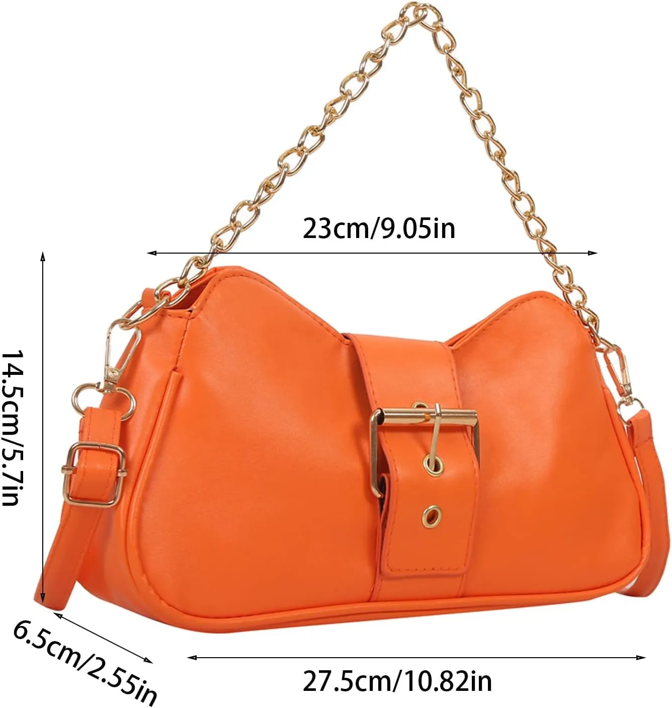 Ladies Fashion Retro Solid Color Leather Metal Adjustable Shoulder Strap Messenger Bag Slim Briefcases (White, One Size)