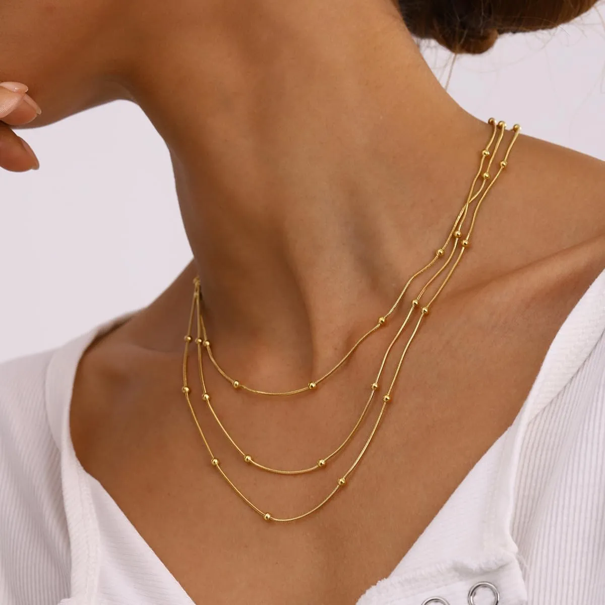 Layered Gold Necklaces for Women, Stackable Stack Chain Necklace Layering Pendant Necklaces Trendy Gold Jewelry Set Gifts