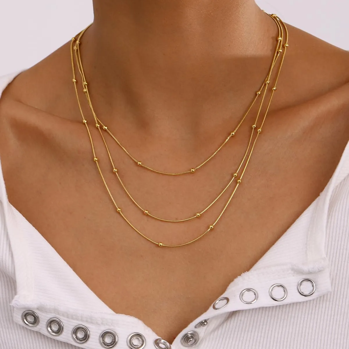 Layered Gold Necklaces for Women, Stackable Stack Chain Necklace Layering Pendant Necklaces Trendy Gold Jewelry Set Gifts