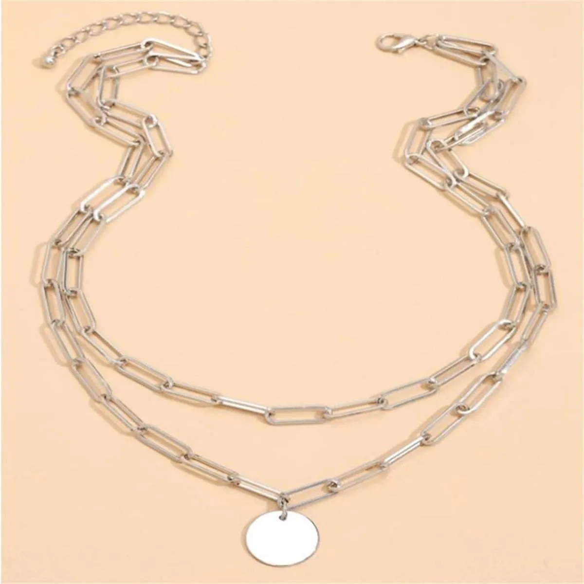 Layered Gold Silver Necklaces Chunky Stack Layered Chain Choker Necklace Herringbone Gold Necklaces Cuban Link Paperclip Necklace
