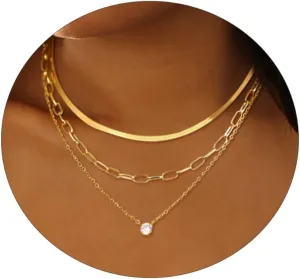 Layered Necklaces for Women Stack Dainty Cross Necklace Circle Paperclip Pearl Pendant Chain Necklaces Simple Jewelry Gift