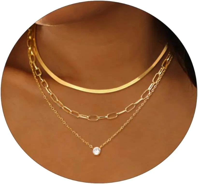 Layered Necklaces for Women Stack Dainty Cross Necklace Circle Paperclip Pearl Pendant Chain Necklaces Simple Jewelry Gift