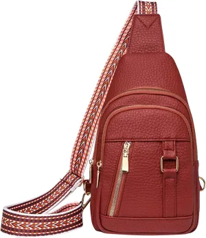 Leather Crossbody Bags for Women 2024 New Upgrade Leather Fanny Packs for Women,trendy Backpack Chest Bag with Adjustable Strap,cross Body Bag for Travel Hiking Sports Outdoor