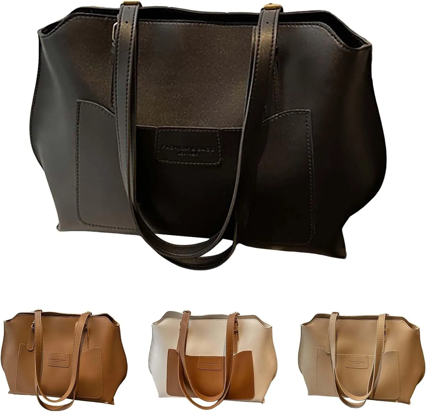 Leather Shoulder Bag for Women, Large Capacity Work Commute Handbags College Tote Bags Satchel Casual Purses for Women