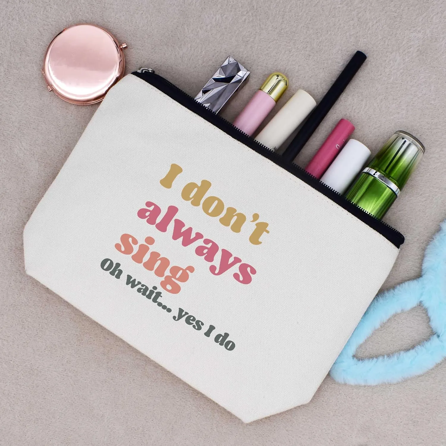 LIBIHUA Theatre and Singer Decor Present,Music Lover,Karaoke Lovers Gifts,Music Teacher Singing Present,Musical Party,Night Song Singer Present-Makeup Bag Cosmetic Bag Travel Pouch