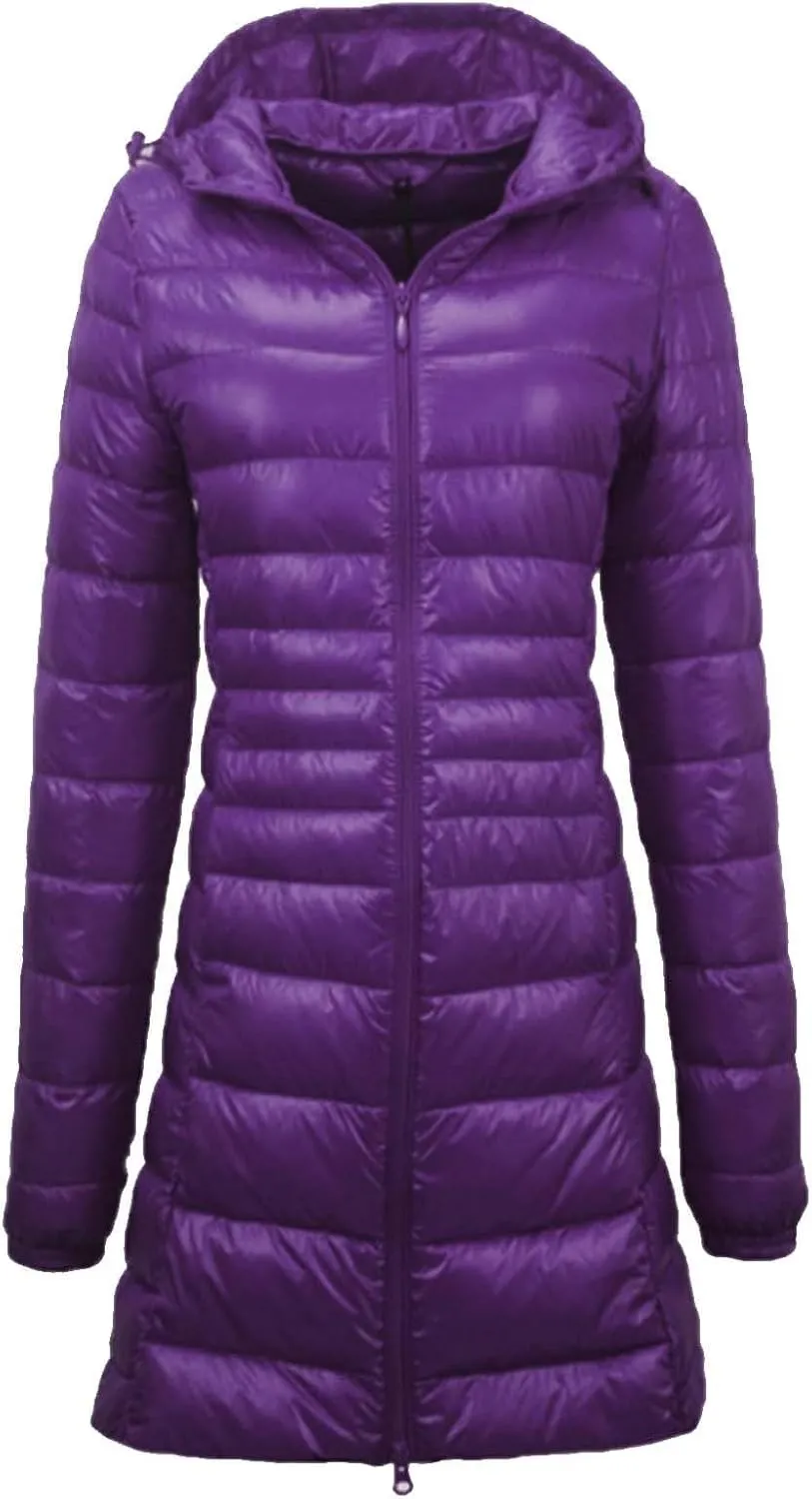 Lightweight Jacket Women Women's Solid Color Mid Length Hooded Down Jacket With Drawstring Slim Fit Womens Black
