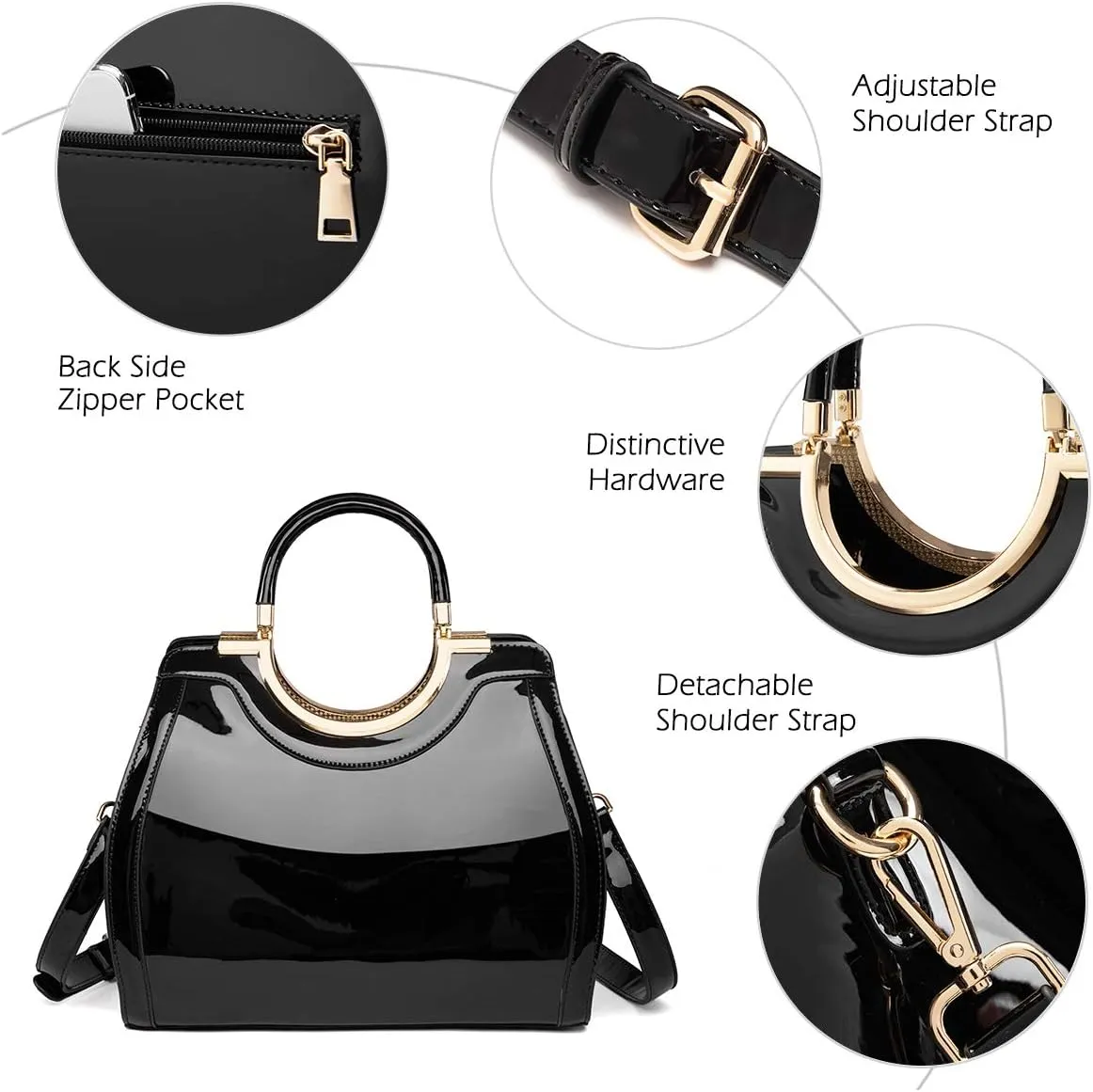 LJOSEIND Womens Handbags Designer Purses Satchel Totes Structured Shoulder Bags