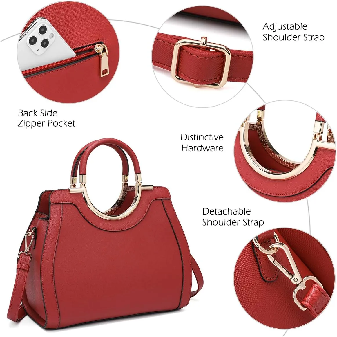 LJOSEIND Womens Handbags Designer Purses Satchel Totes Structured Shoulder Bags