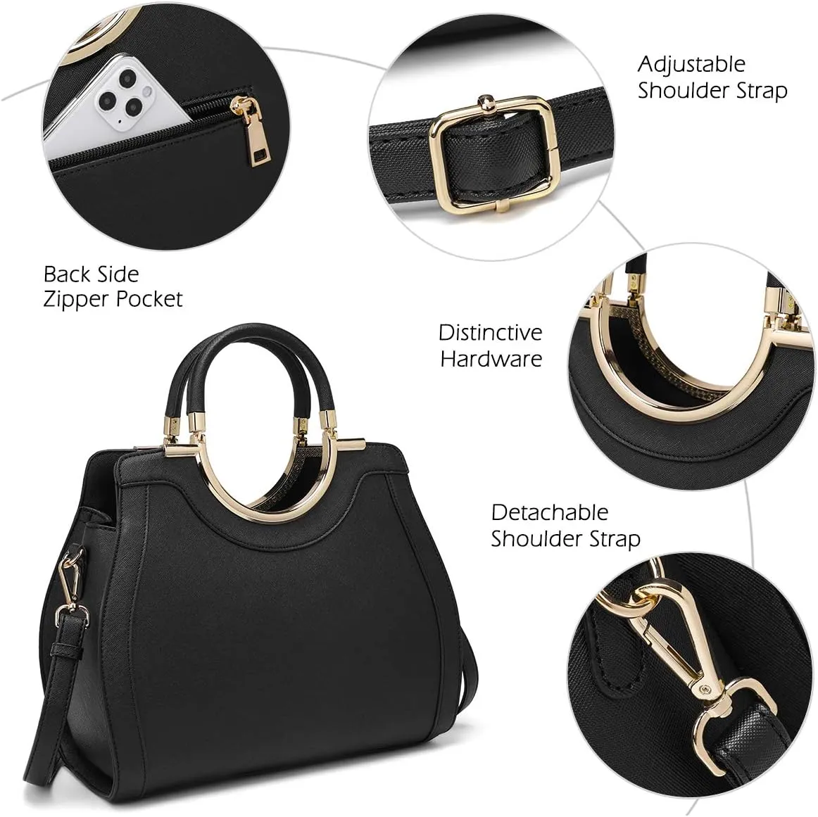 LJOSEIND Womens Handbags Designer Purses Satchel Totes Structured Shoulder Bags