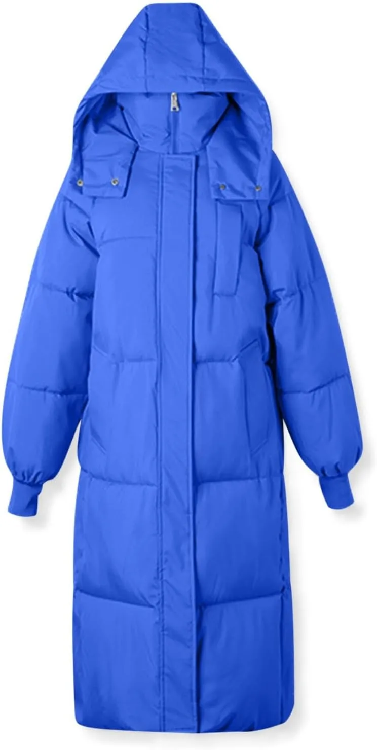 Long Winter Coats for Women 2025 Trendy Hooded Padded Trench Coat Puffer Down Jackets Overcoat with Pockets