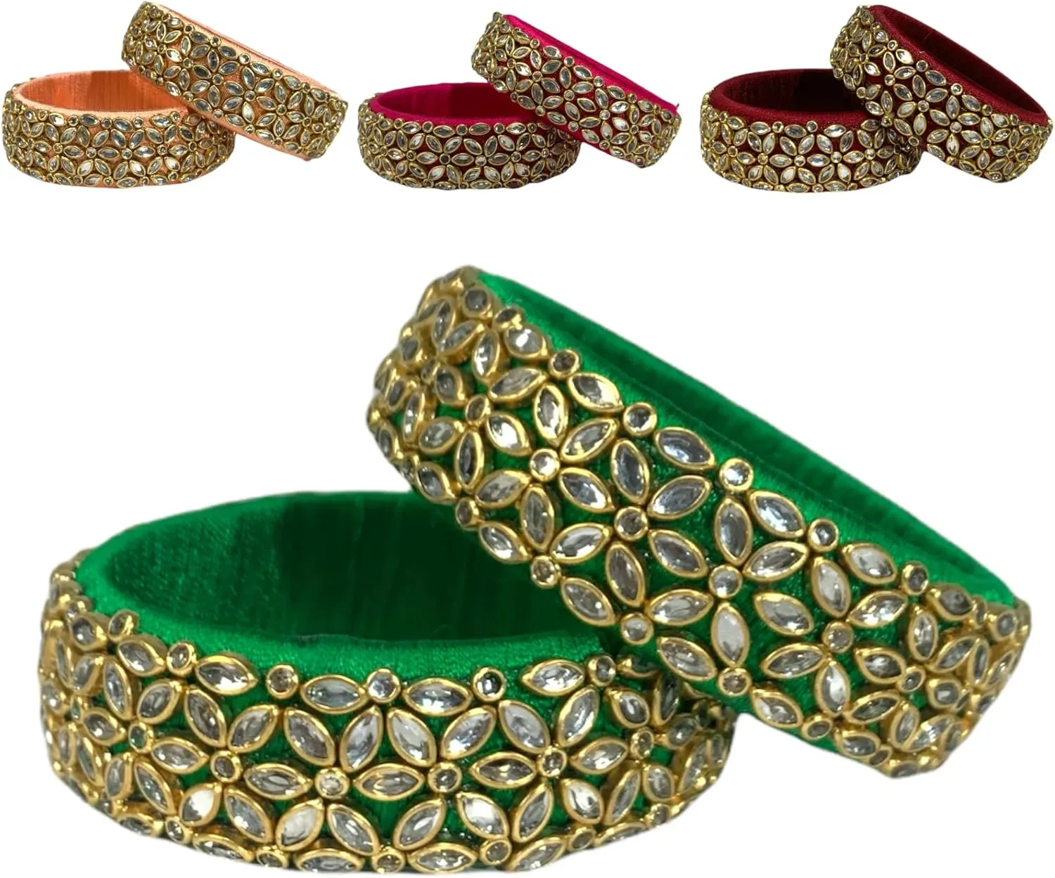 LOVENSPIRE Indian Silk Thread Bangles for Women Traditional Kundan Bracelet Return Gifts Indian Bridal Set Thread Bangle Hippie Jewelry Bollywood Bracelet Gift for Her