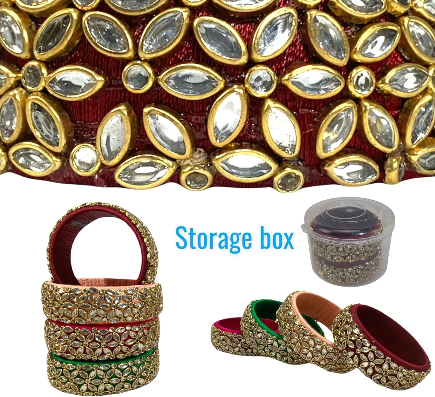 LOVENSPIRE Indian Silk Thread Bangles for Women Traditional Kundan Bracelet Return Gifts Indian Bridal Set Thread Bangle Hippie Jewelry Bollywood Bracelet Gift for Her