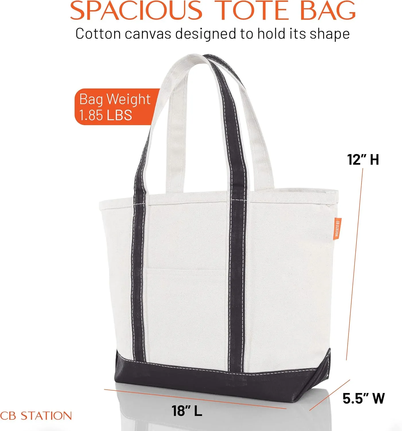 Medium Classic Canvas Tote Bag for Women, Top Zipper Closure, Outer Pocket, Daily Essentials, Groceries, Traveling