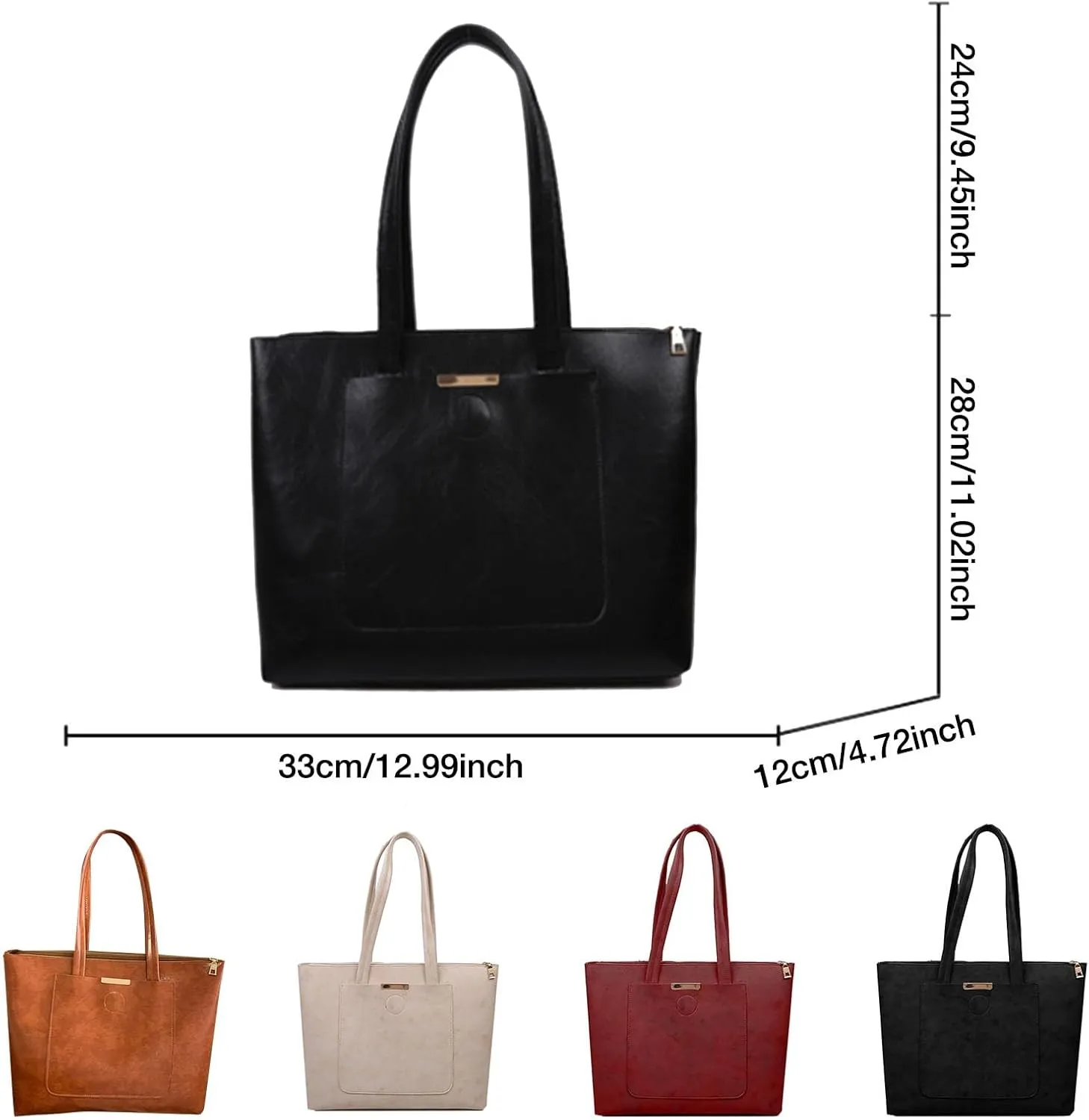 Medium Tote Bag for Women Synthetic Soft PU Leather Shoulder Totes Fashion Vintage Simple Work Commute Handbags
