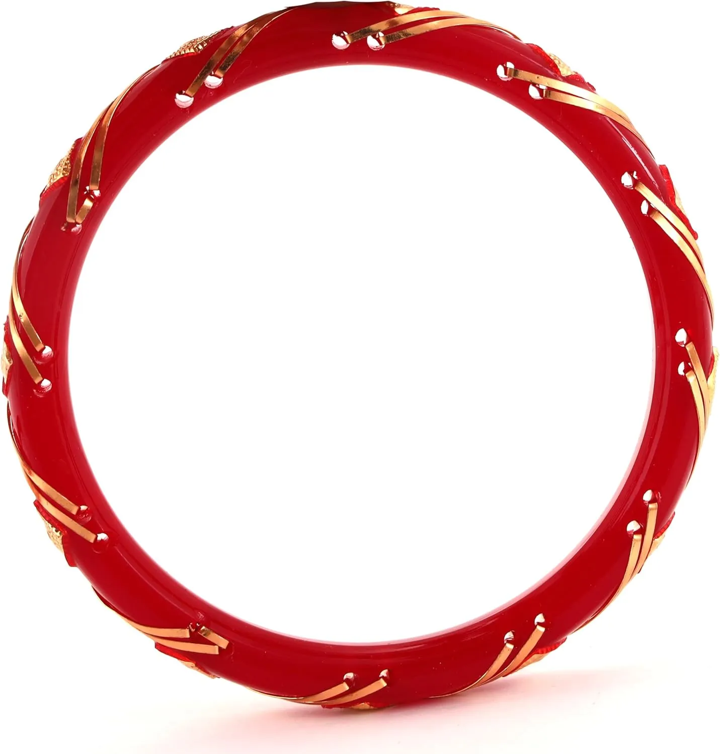 Meenakshi imitation Set of 4 Micro Gold Plated Shakha Pola Bangles Red White Handcrafted Gift For Her Indian Bollywood Designer Women Jewelry Bangle Bracelets Kangan