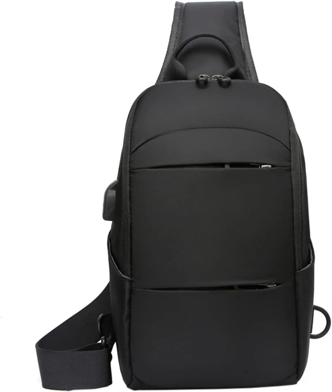 Men Chest Bag Shoulder Crossbody Bag Large Capacity Multifunctional Backpack USB Charging Purses for (Black, One Size)