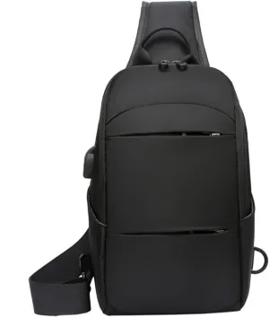Men Chest Bag Shoulder Crossbody Bag Large Capacity Multifunctional Backpack USB Charging Purses for (Black, One Size)